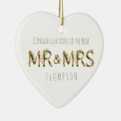 Congratulations to New Mr and Mrs Name Foliage Keramisch Ornament (Rechts)