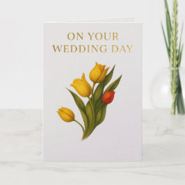 Congrautlations Tulip Flowers Wedding Card Kaart