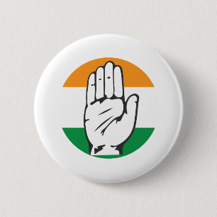 Congres Party of India Hand Symbol Ronde Button 5,7 Cm