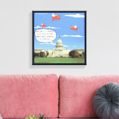 Congres, Pistool Violent & Flying Pigs Canvas Prin (Insitu (Woonkamer))