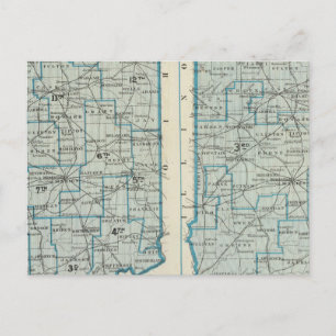 Congresdistricten Judiciale districten Indiana Briefkaart