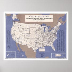 Congresdistricties van de USA-kaart Poster