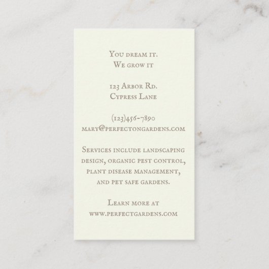 Conical Topiary Charming Nostalgische Style Visitekaartje (Achterkant)