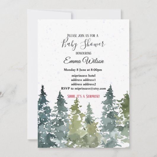 Conifer Pine Tree, invitation baby shower (Devant)