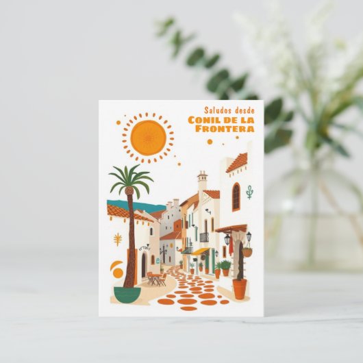 Conil de la Frontera Spanje witte stad Briefkaart (Staand voorkant)