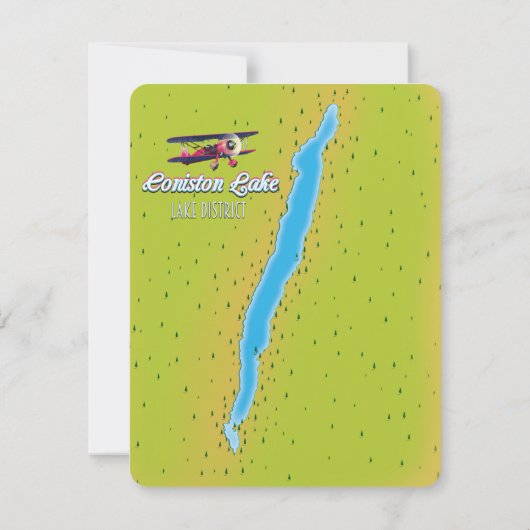 Coniston Water, meer district, Engelstalige kaart (Achterkant)