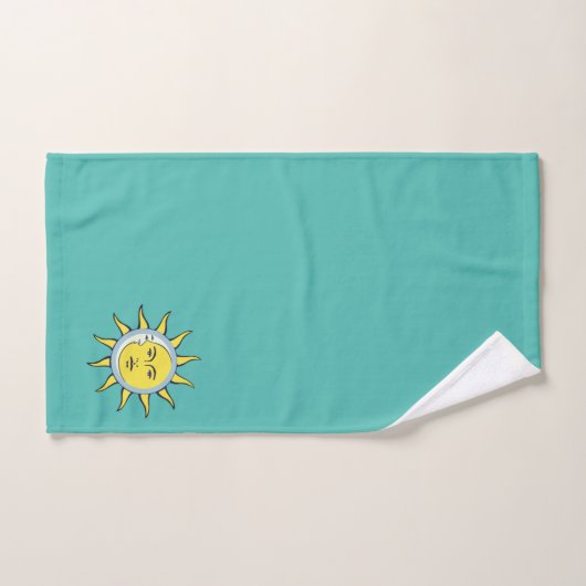 Conjonction lune et soleil sur Turquoise (Serviette à main)