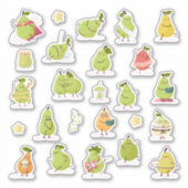 Conjunto de peras kawaii divertidas sticker (Voorkant)
