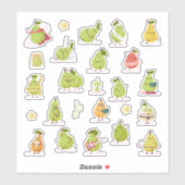 Conjunto de peras kawaii divertidas sticker (Vel)