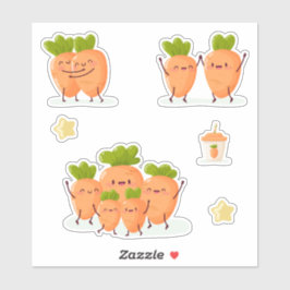 Conjunto de zanahorias divertidas de estilo kawaii sticker