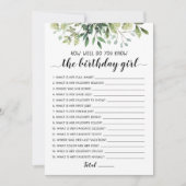 Connaissez-vous bien la carte de jeu fille anniver (Devant)