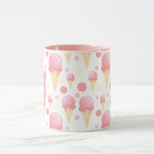 Conne de glace rose Monogramme Mug (Centre)