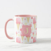 Conne de glace rose Monogramme Mug (Gauche)