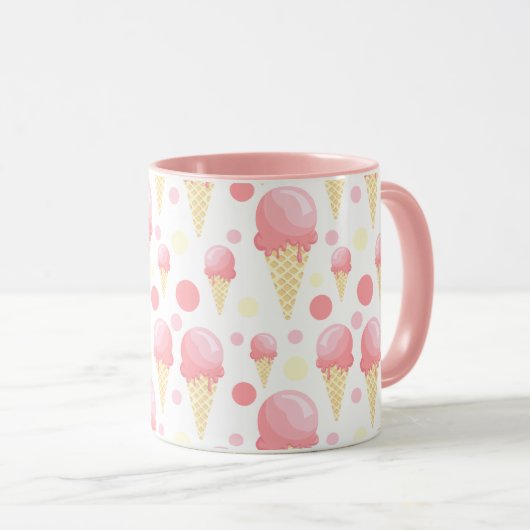 Conne de glace rose Monogramme Mug (Devant droit)