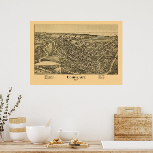 Conneaut, OH Panoramic Map - 1896 Poster (Keuken)