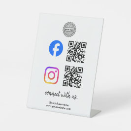 Connect with us Instagram Facebook Social Media QR Reclamebord Met Voetstuk