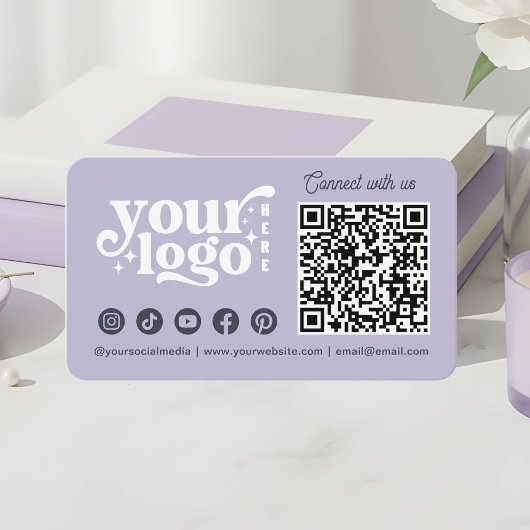 Connect With Us Social Media QR Code Lavender Visitekaartje