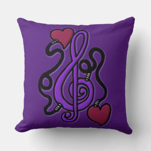 Connecté À Musique Reversible Purple Note Coussin