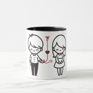 Connected by Love” Cute Couple Mug Mok