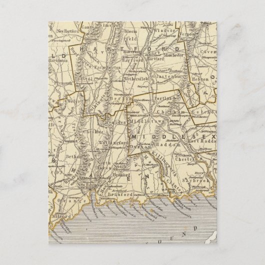 Connecticut Atlas Map Briefkaart (Voorkant)