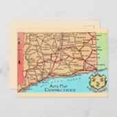 Connecticut Auto Map Ansichtkaart Briefkaart (Voorkant / Achterkant)