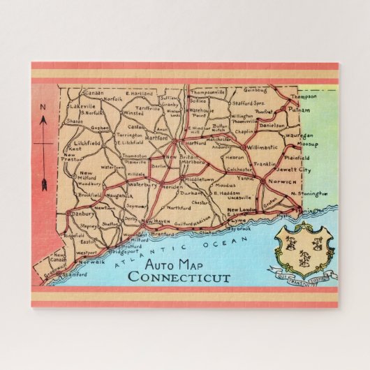 Connecticut Auto Map Legpuzzel (Horizontaal)
