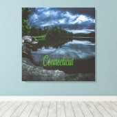 Connecticut Beuece Lake Trees Canvas Afdruk (Insitu (Houten vloer))
