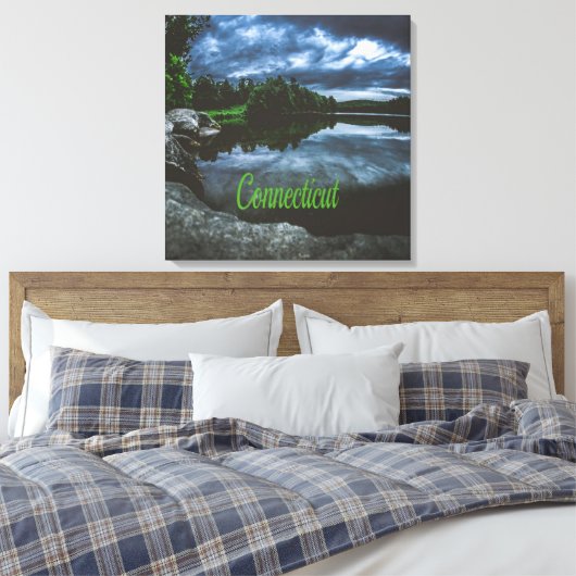 Connecticut Beuece Lake Trees Canvas Afdruk (Insitu (Slaapkamer))
