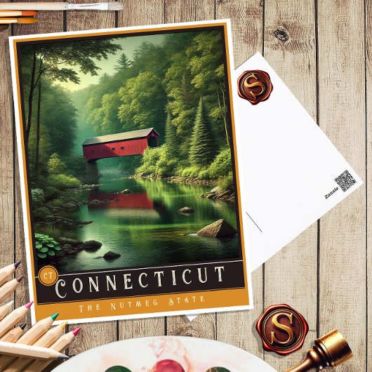 Connecticut | Carte postale État hyper-réaliste