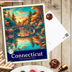 Connecticut Carte postale ombragée style Anime