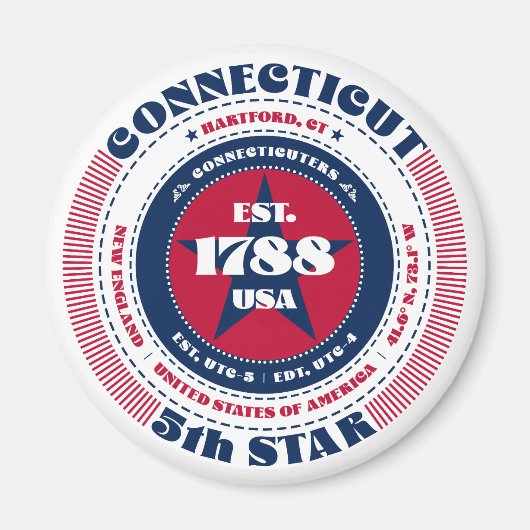 Connecticut Circle Typographie Souvenir Magnet (Devant)