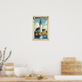 Connecticut Colonial Charm Lighthouse Poster (Keuken)