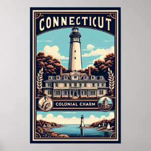 Connecticut Colonial Charm Lighthouse  Poster