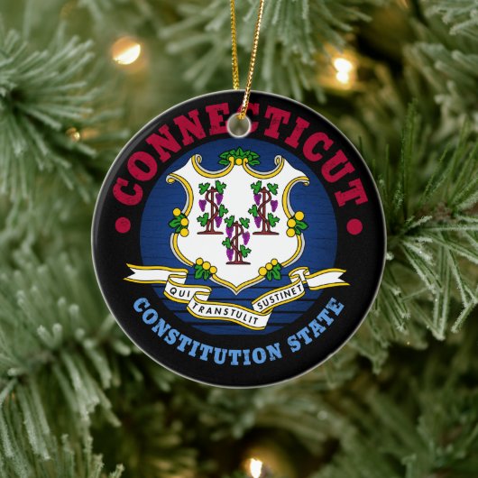 CONNECTICUT CONSTITUTION STATE FLAG KERAMISCH ORNAMENT (Boom)