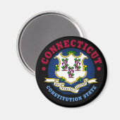 CONNECTICUT CONSTITUTION STATE FLAG MAGNEET (Voorkant / Achterkant)