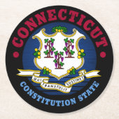 CONNECTICUT CONSTITUTION STATE FLAG RONDE KARTONNEN ONDERZETTER (Voorkant)
