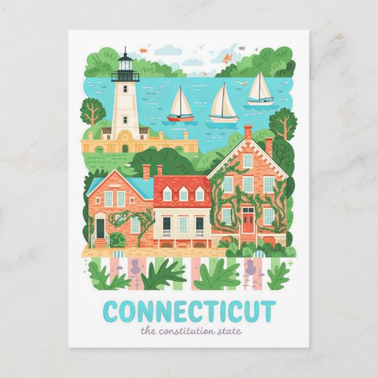 Connecticut de Grondwet Staat VS Reizen Briefkaart (Voorkant)