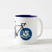 Connecticut Flag Cycling Tweekleurige Koffiemok (Voorkant rechts)