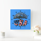 Connecticut-foto en tekst van de Amerikaanse vlag Vierkante Klok (Huis)