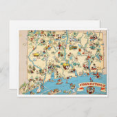 Connecticut Funny  Map Briefkaart (Voorkant / Achterkant)