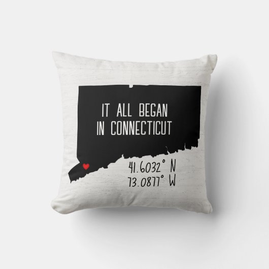 Connecticut GPS-coördinaten met hart Kussen (Voorkant)