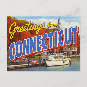 Connecticut herfthaven jacht briefkaart