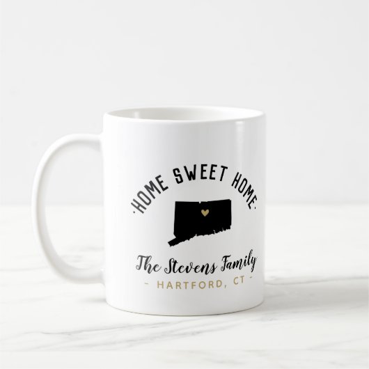 Connecticut Home Sweet Home Famille Monogramme Mug (Gauche)