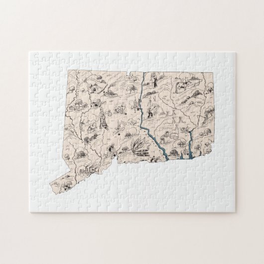 Connecticut  kaart met Afbeelding Legpuzzel (Horizontaal)