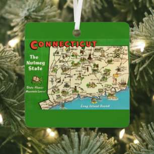Connecticut Kaart Metalen Ornament