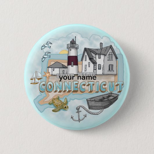 Connecticut Lighthouse pin-knop Ronde Button 5,7 Cm (Voorkant)