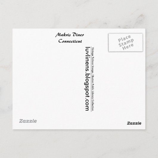 Connecticut, Makris Diner Briefkaart (Achterkant)