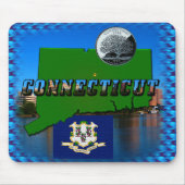 Connecticut' Map, Tekst, Faux Quarter, Vlagruimte Muismat (Voorkant)