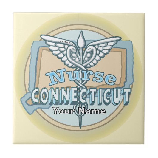 Connecticut Nurse Caduceus Tile Tegeltje (Voorkant)