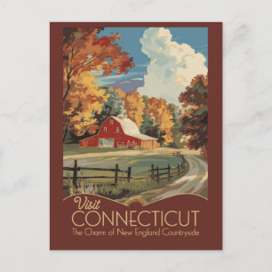 Connecticut Platteland Reizen Kunst Vintage Briefkaart